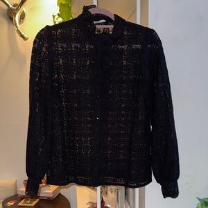 Sezane Chlo Shirt - Black Guipure